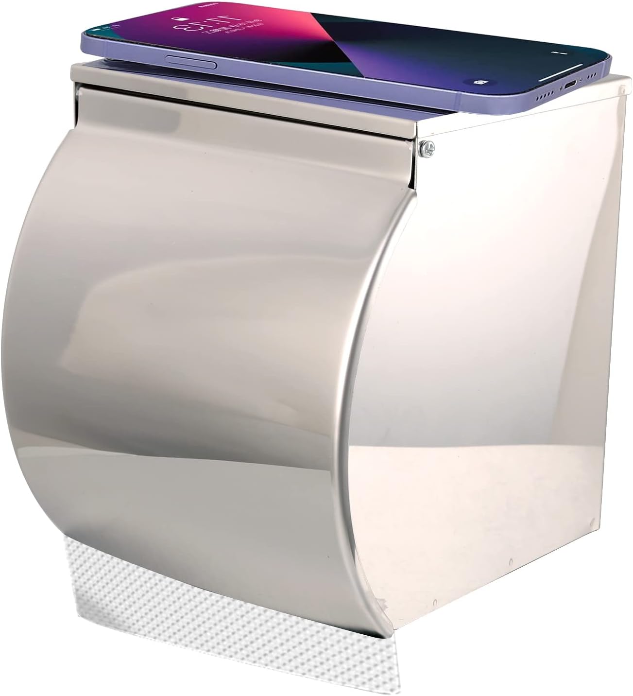 Soporte papel higiénico autoadhesivo con estante para teléfono