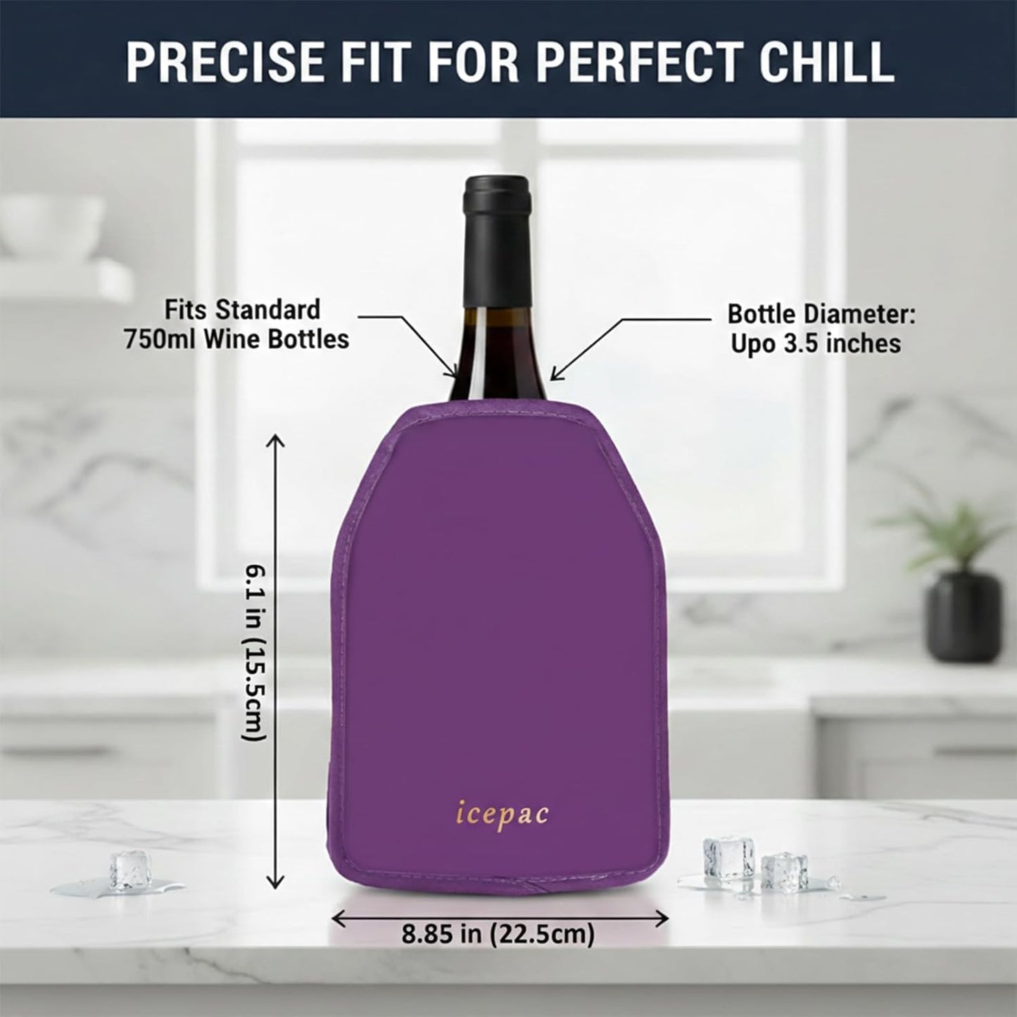 Funda enfriadora gel para botella vino Prosecco morado