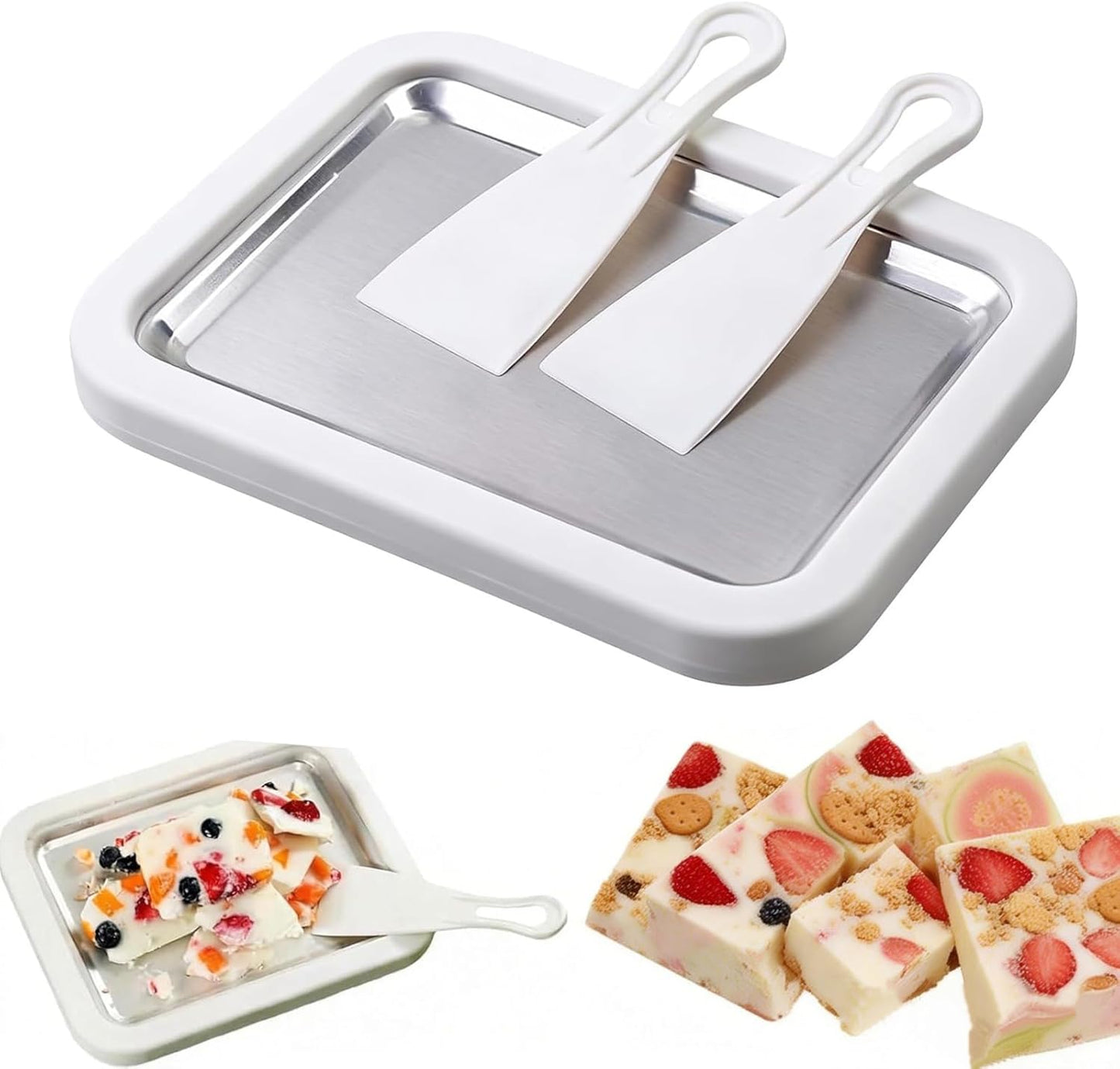 Kit maquina helado enrollado con bandeja acero inox