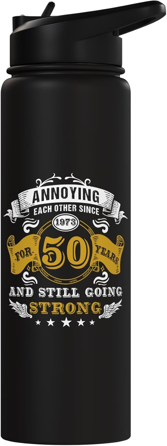 Botella de agua aislada de acero inoxidable para aniversario 50