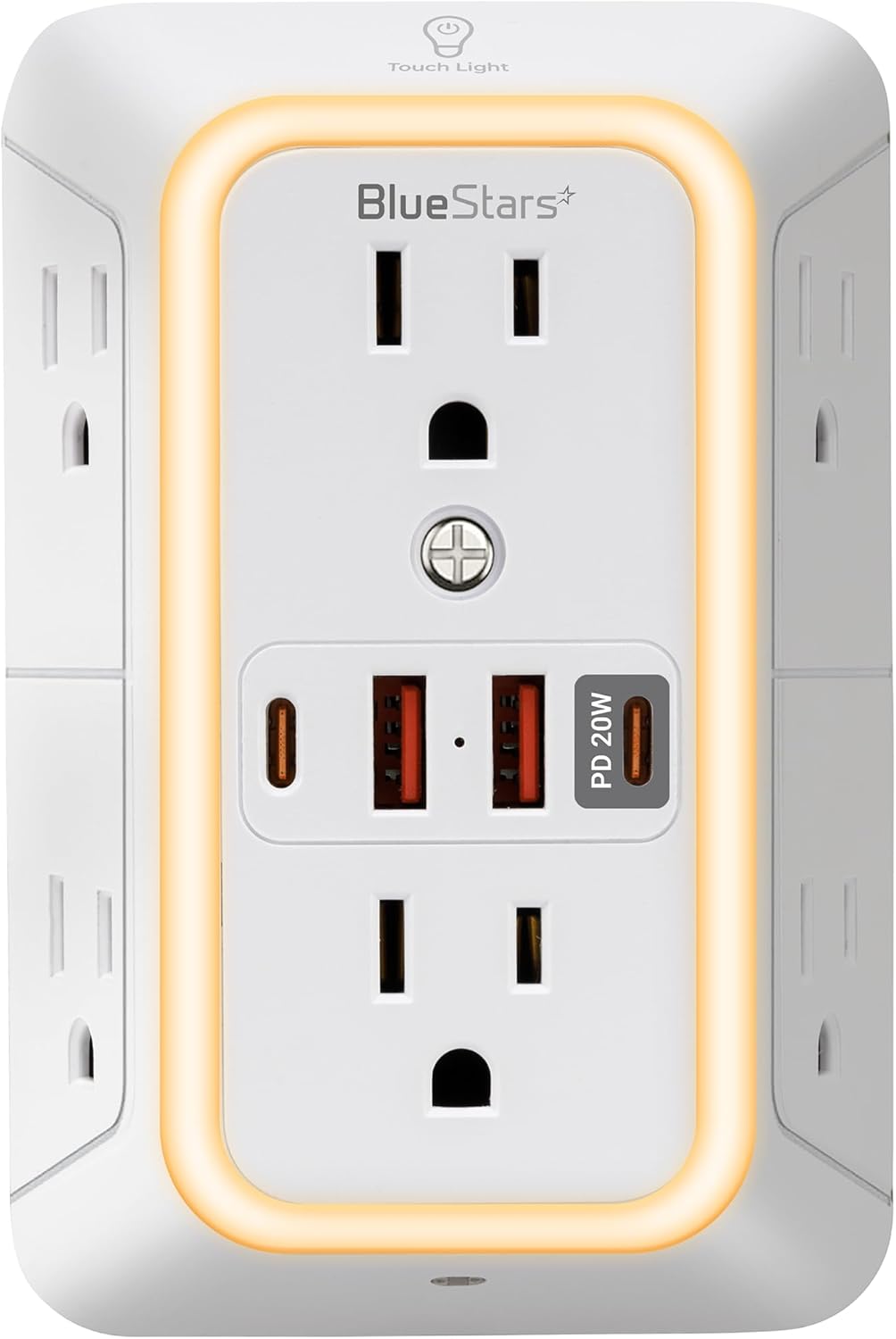Extensor salida USB 6+4 puertos carga rápida tipo C luz nocturna