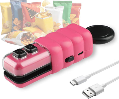 Sellador de bolsas mini 4 en 1 con cortador e imán recargable USB C