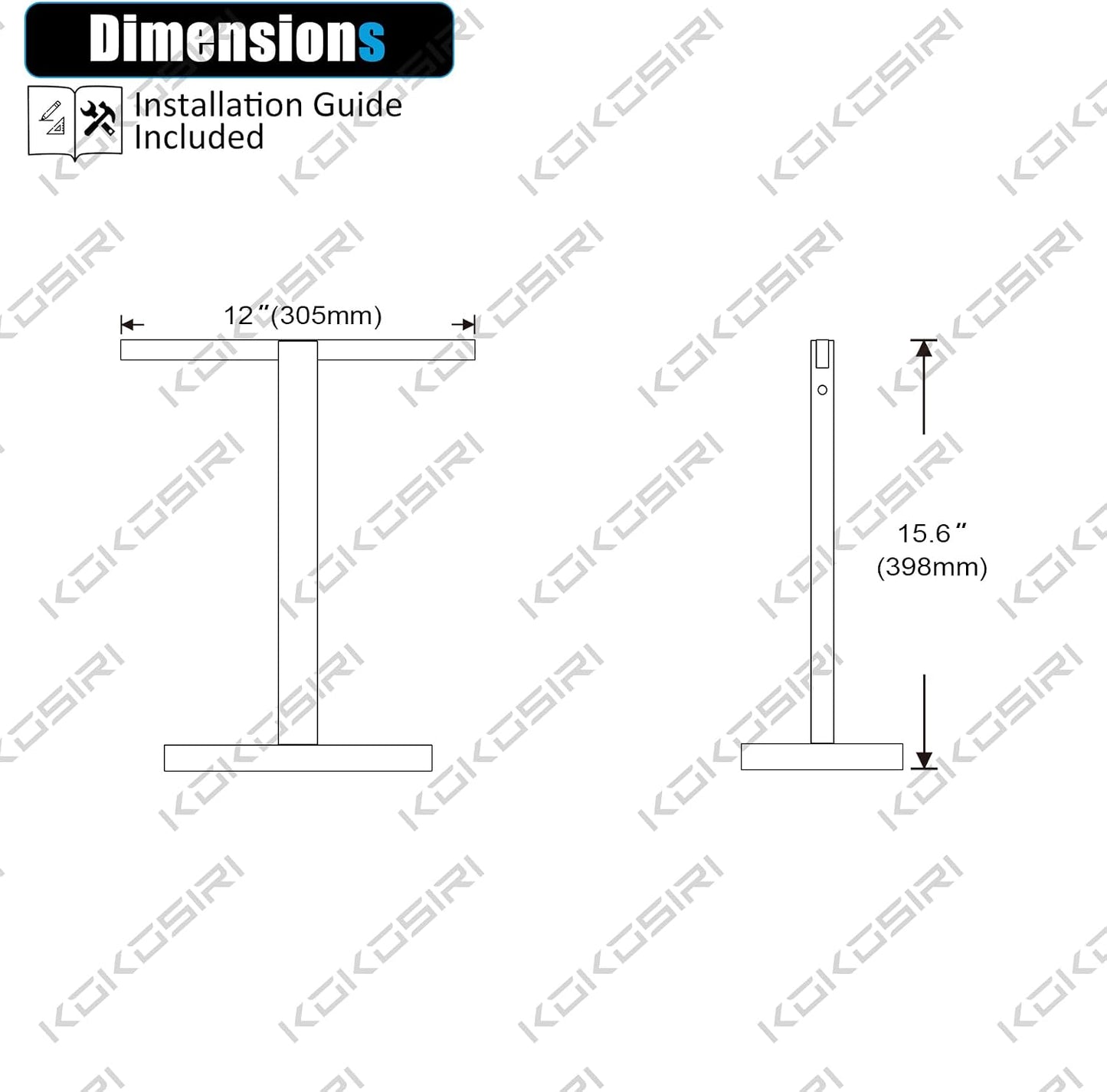 Toallero mano base mármol acero inox 15.7pulg