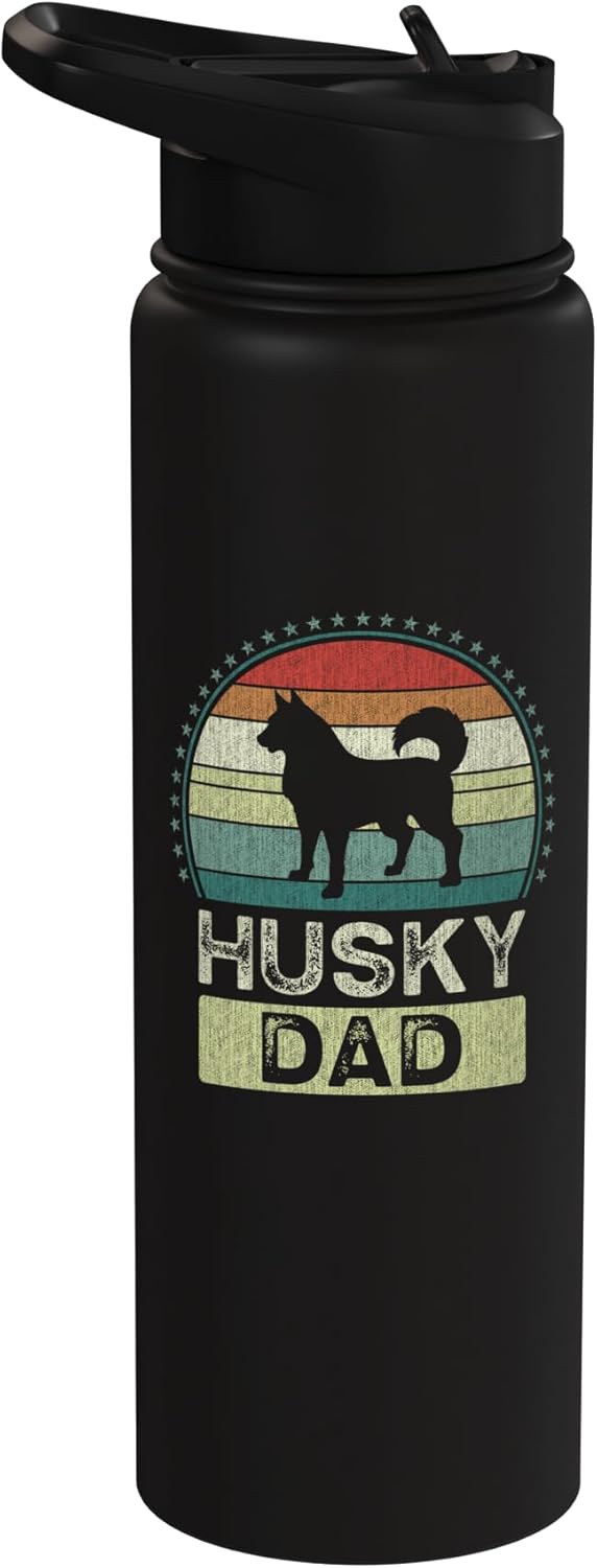 Botella de agua acero inoxidable perro husky padre día del padre