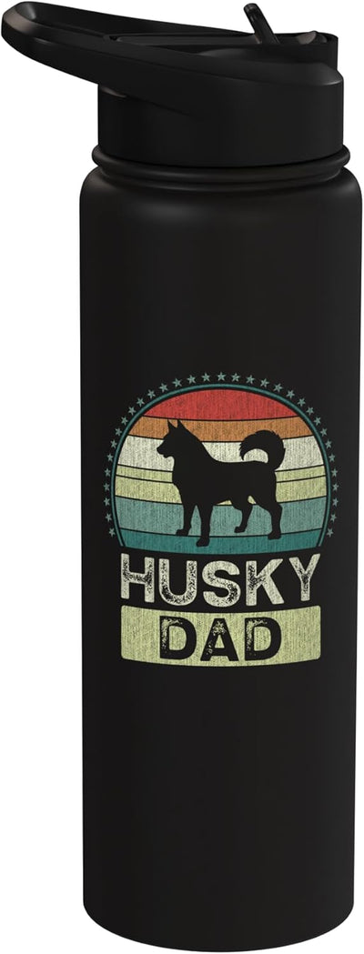 Botella de agua acero inoxidable perro husky padre día del padre