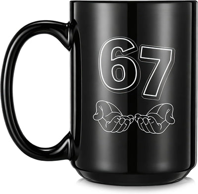 Taza de café de cerámica con 67 memes, regalo de elefante blanco negro