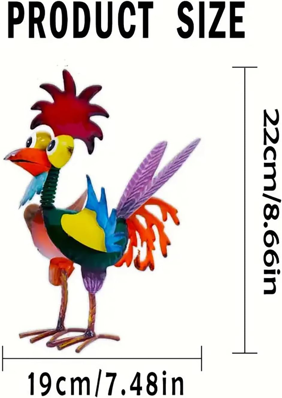 Escultura gallo metal para decoración patio y césped
