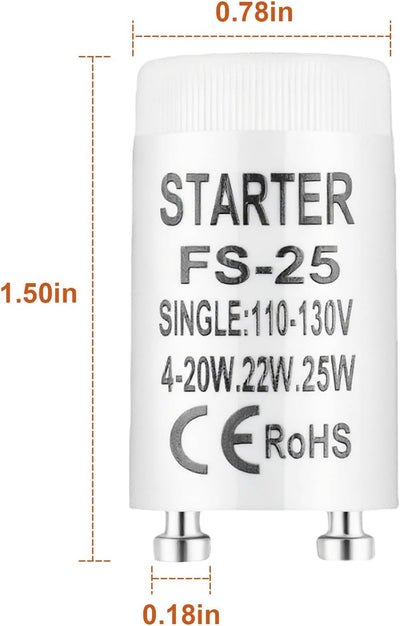 Arrancador fluorescente 4-25W 110-130V pack 2 blancas