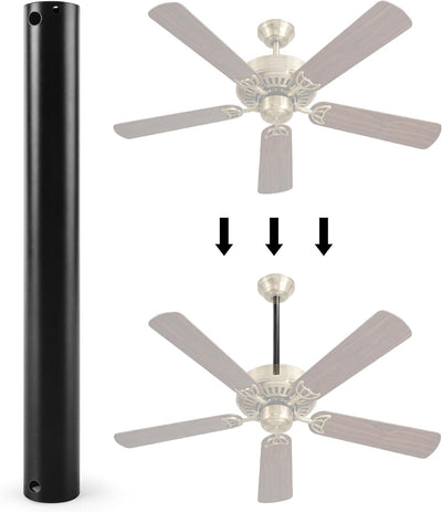 Varilla descendente ventilador techo 12pulg 1pulg diametro negro