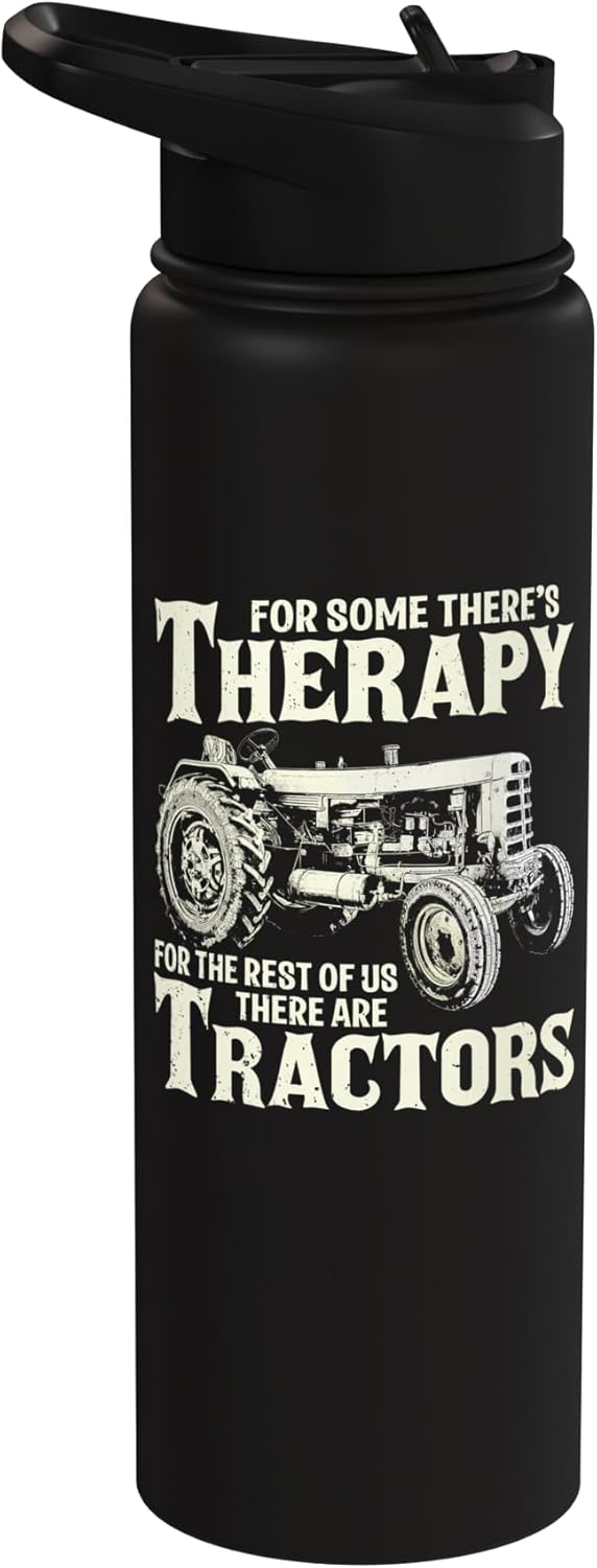 Botella agua acero inox aislada estilo tractor vintage