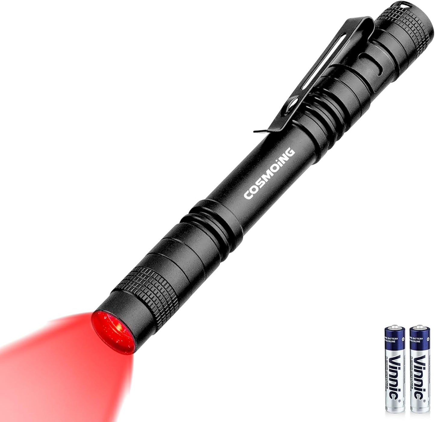 Linterna LED roja con batería 2AAA para camping y pesca