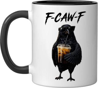 Taza Cerámica para Café Frío con Dibujo Cuervo Negro