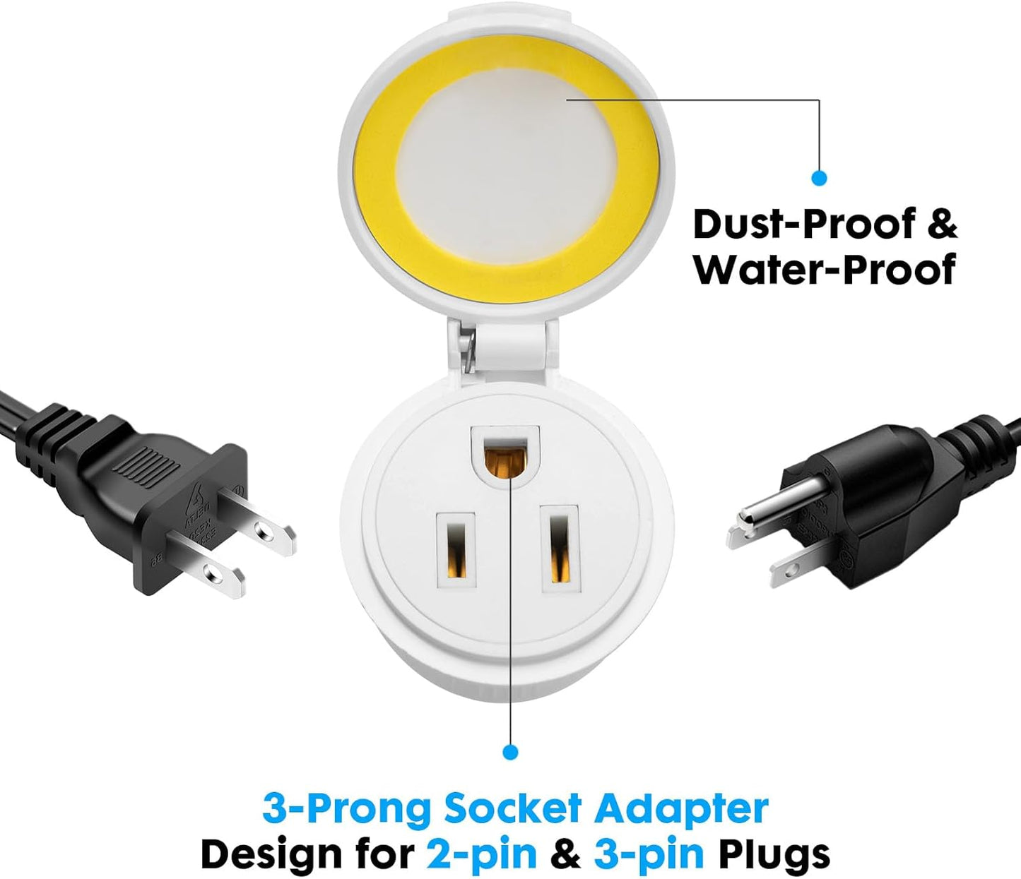 Pack 2 adaptadores enchufe E26 3 clavijas impermeables exterior