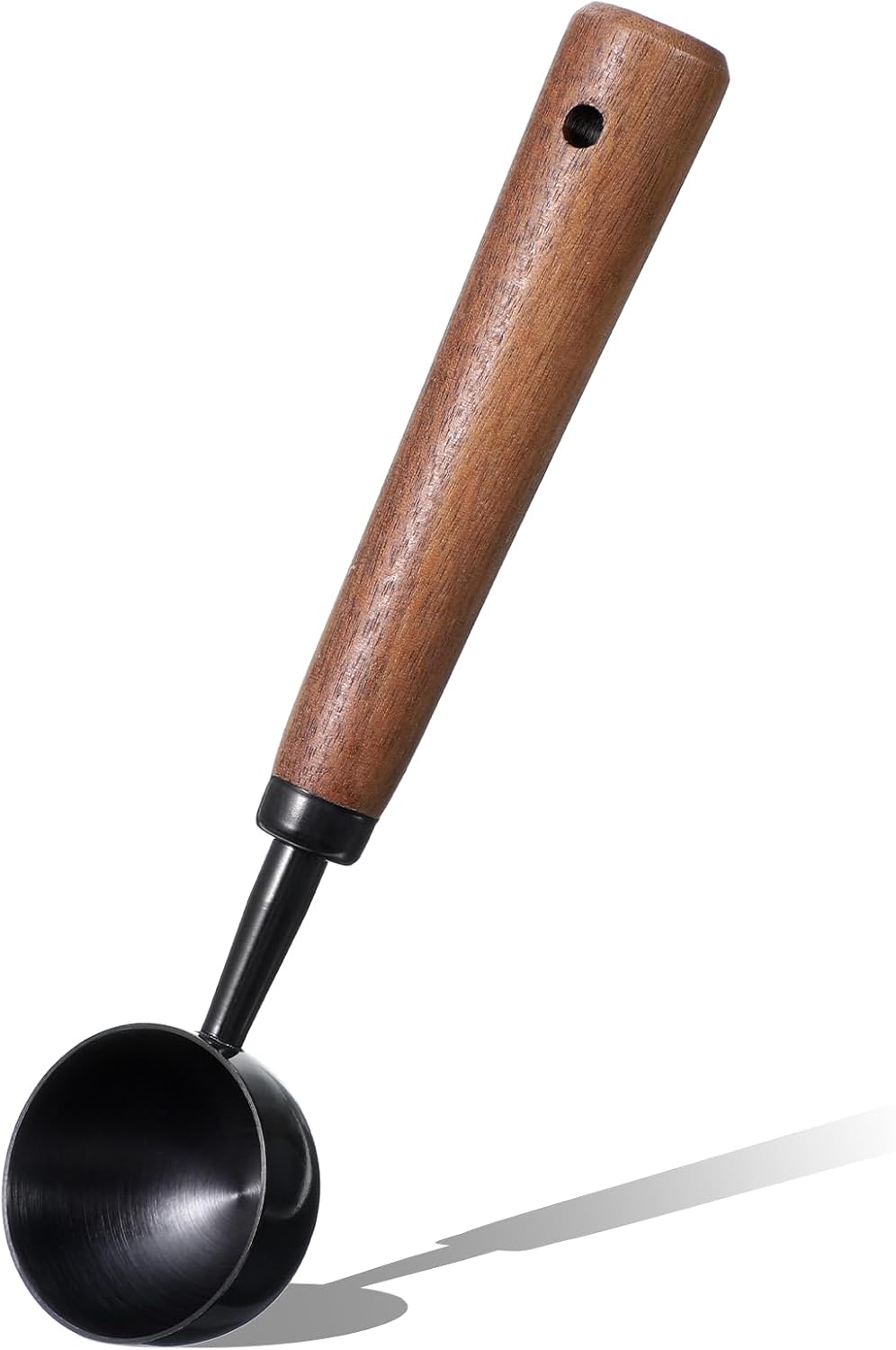 Cuchara medidora café vintage acero inox mango nogal