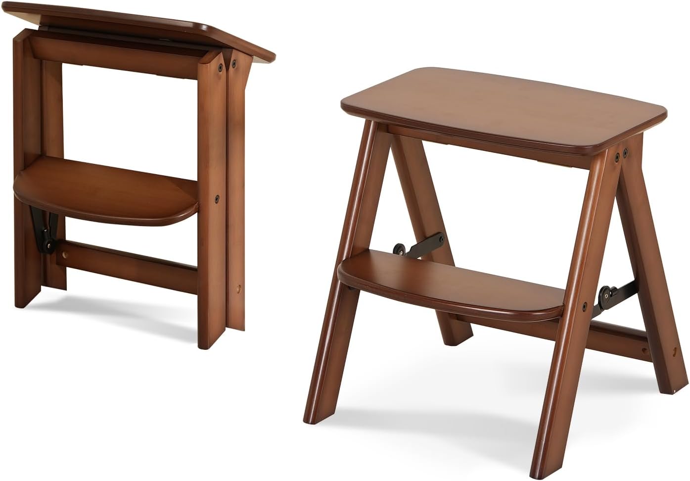 Taburete plegable bambú 2 escalones para cocina y hogar