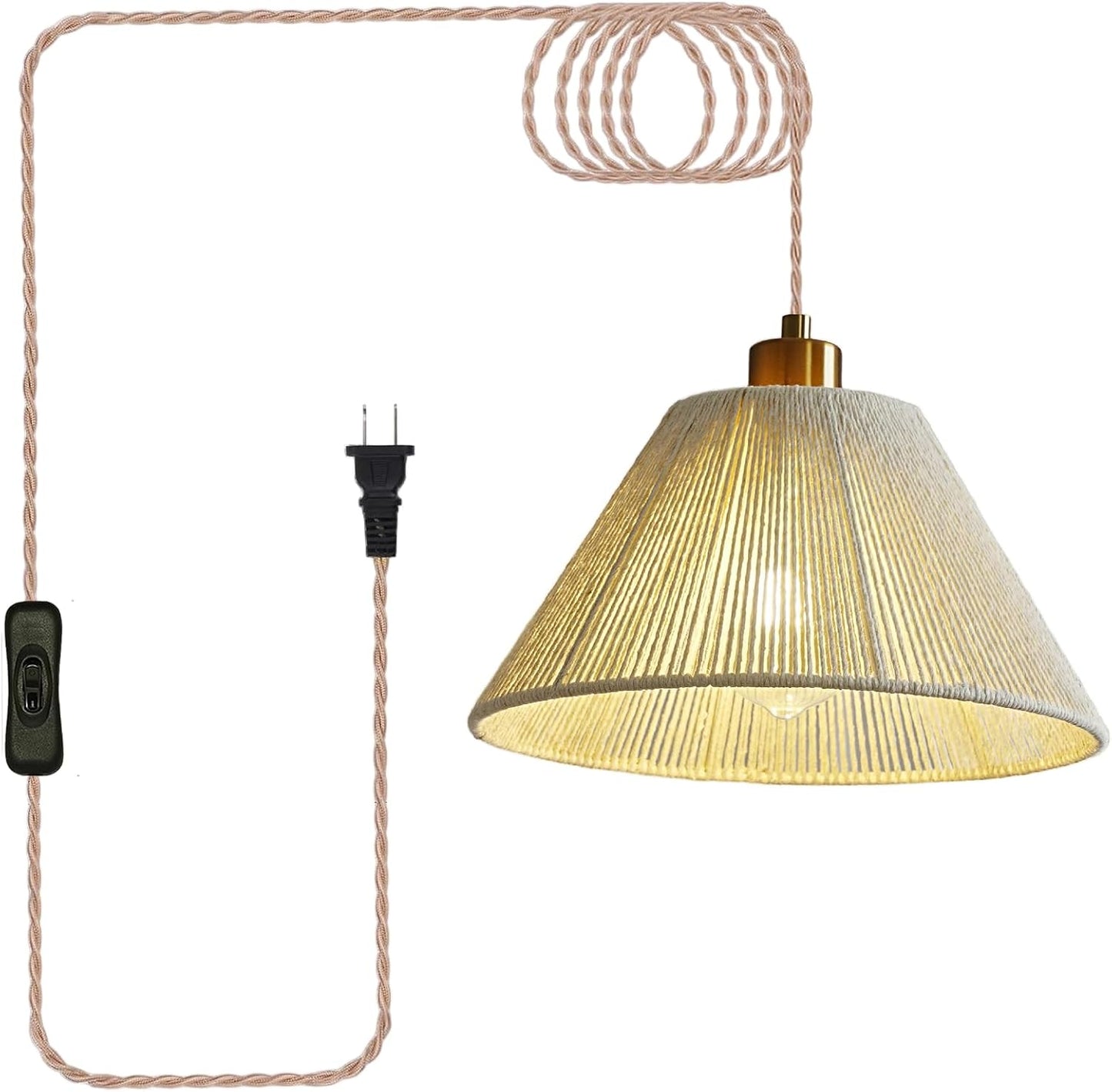 Lámpara colgante ratán estilo bohemio 12pulg cocina comedor