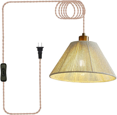 Lámpara colgante ratán estilo bohemio 12pulg cocina comedor