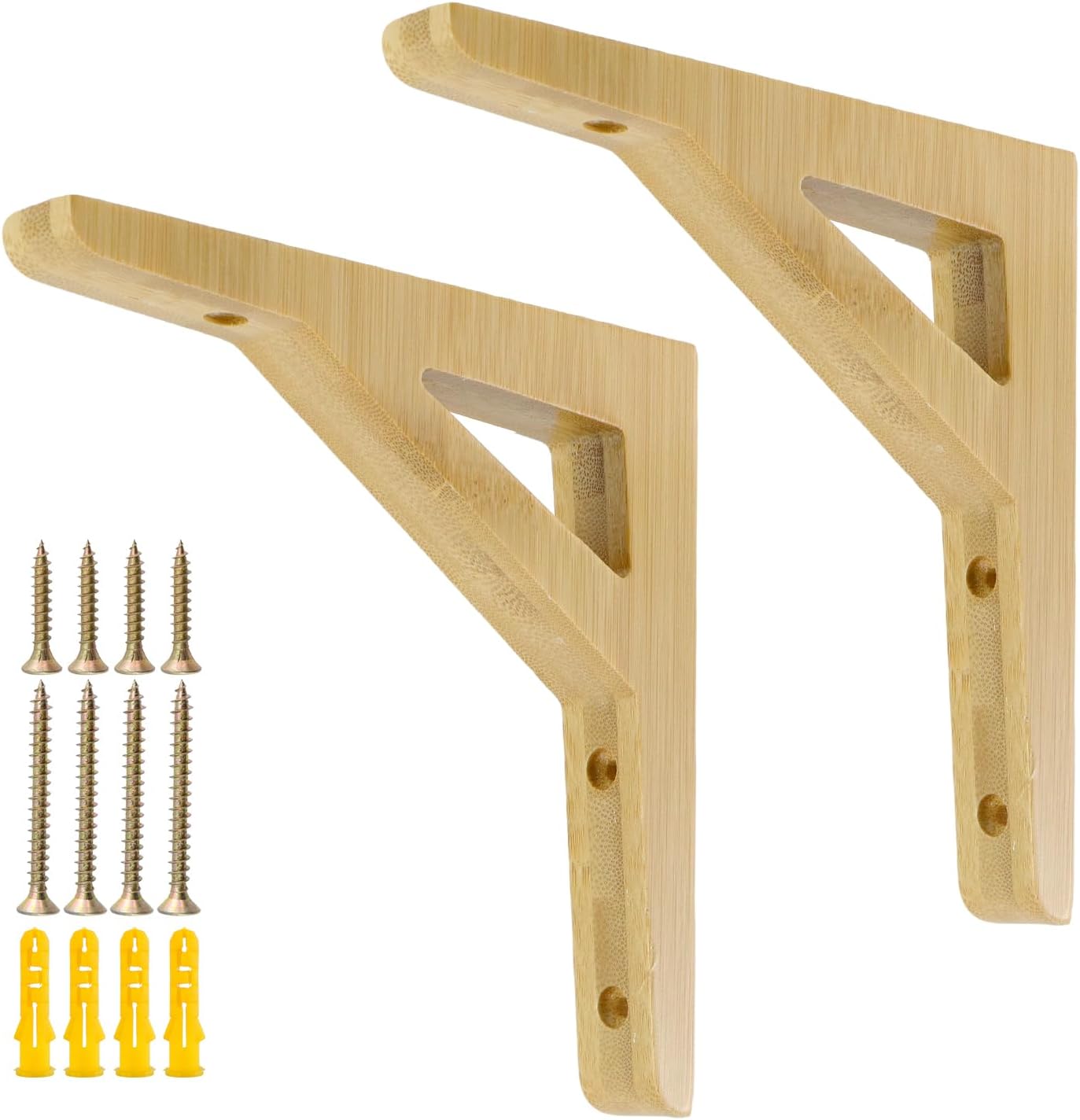 Soportes flotantes madera maciza para estantería pared set 2