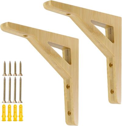 Soportes flotantes madera maciza para estantería pared set 2