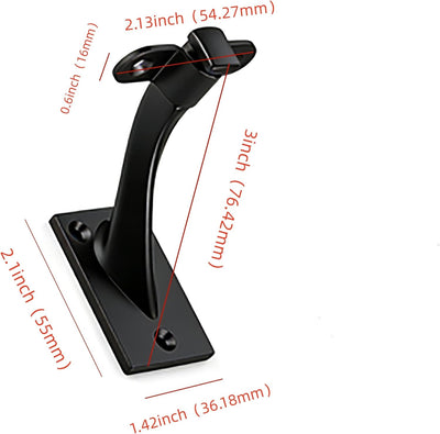 4 Soportes Escalera Pasamanos 3pulg Negro Mate Aleación Zinc