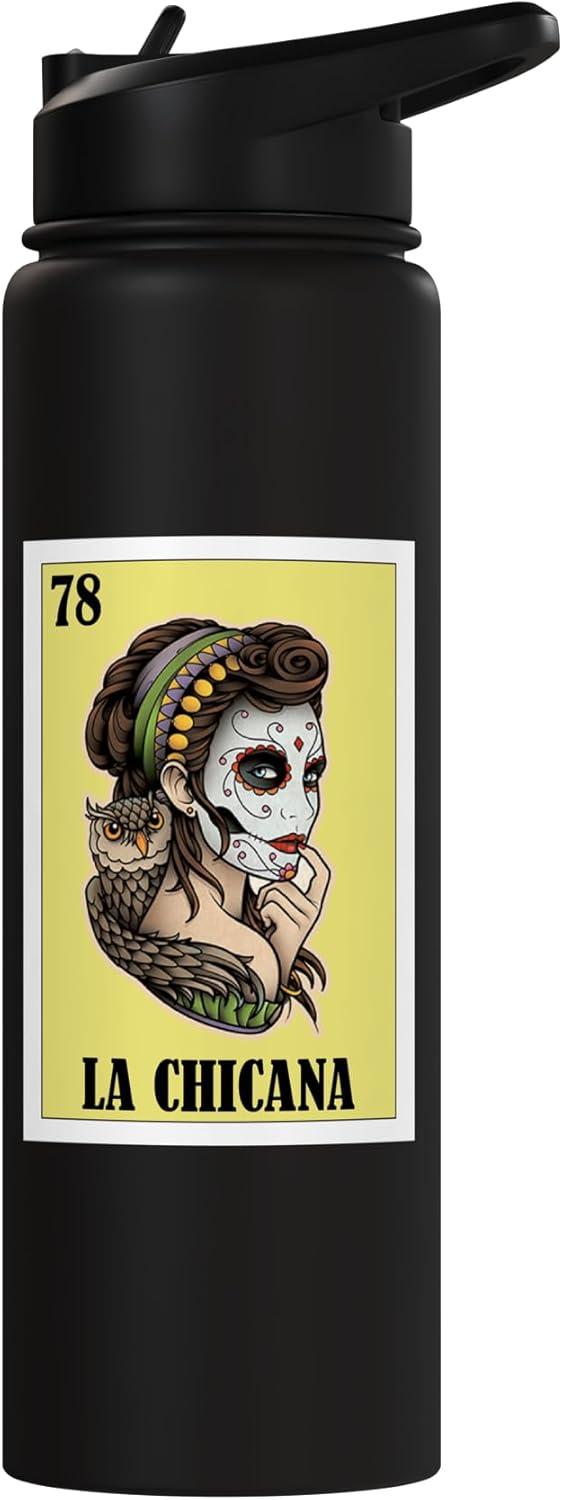Botella de agua acero inoxidable sin BPA diseño chicano
