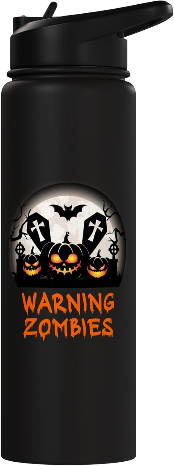 Botella de agua acero inoxidable Halloween con calaveras y zombis
