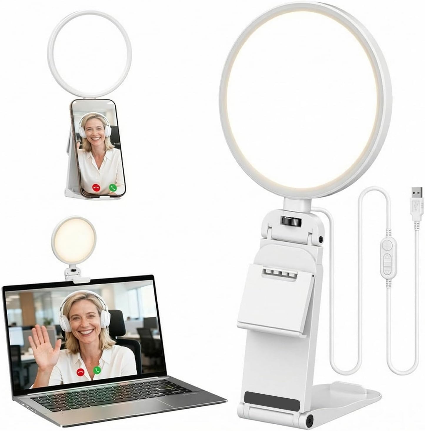 Anillo luz 5pulg para videoconferencia 50 modos selfie