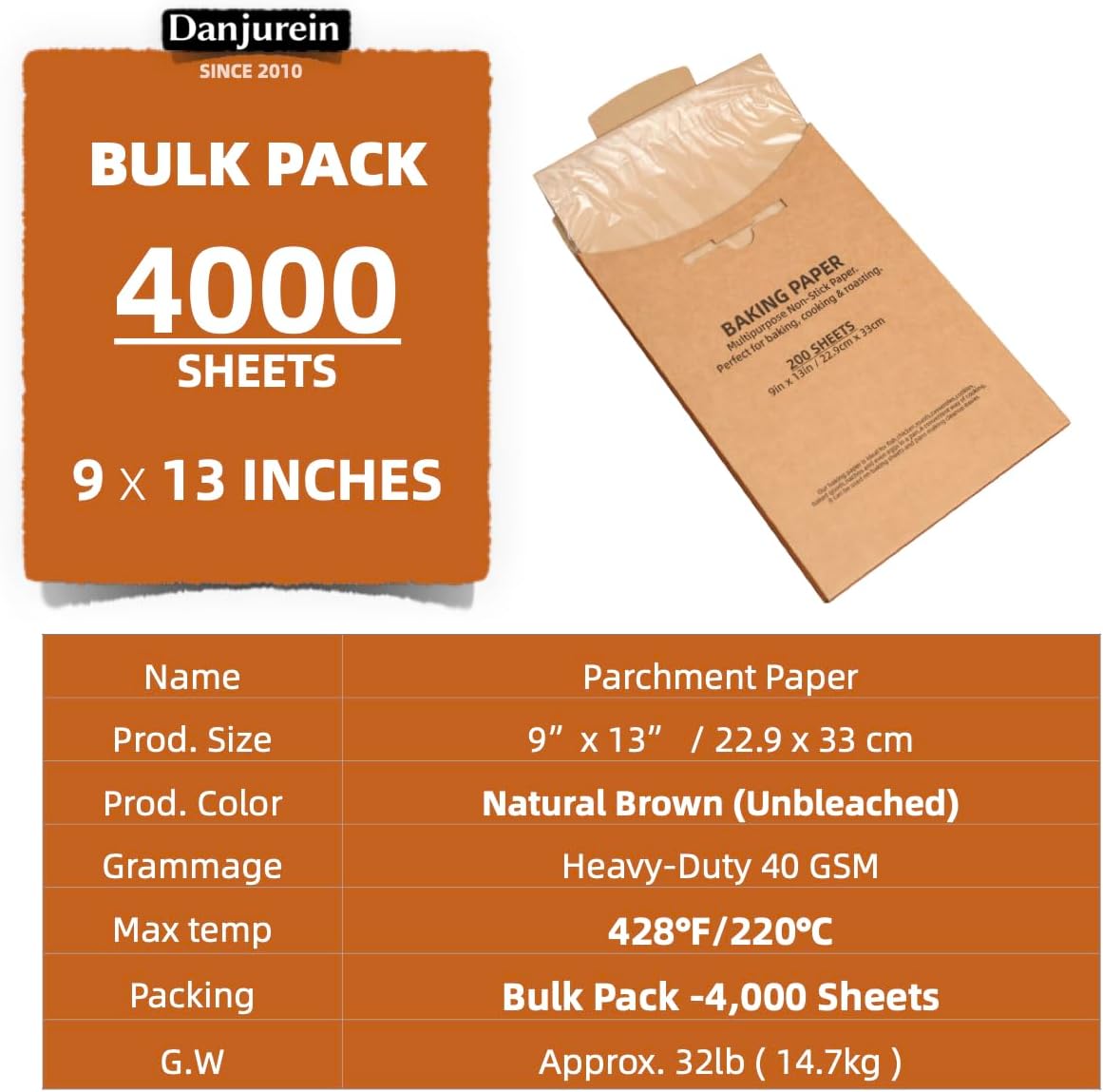 Papel Pergamino Antiadherente 9x13pulg 4000 Hojas Granel