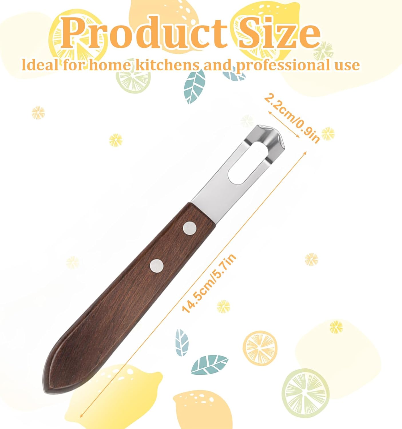 Cuchillo pelador limón acero inox mango nuez herramienta bar