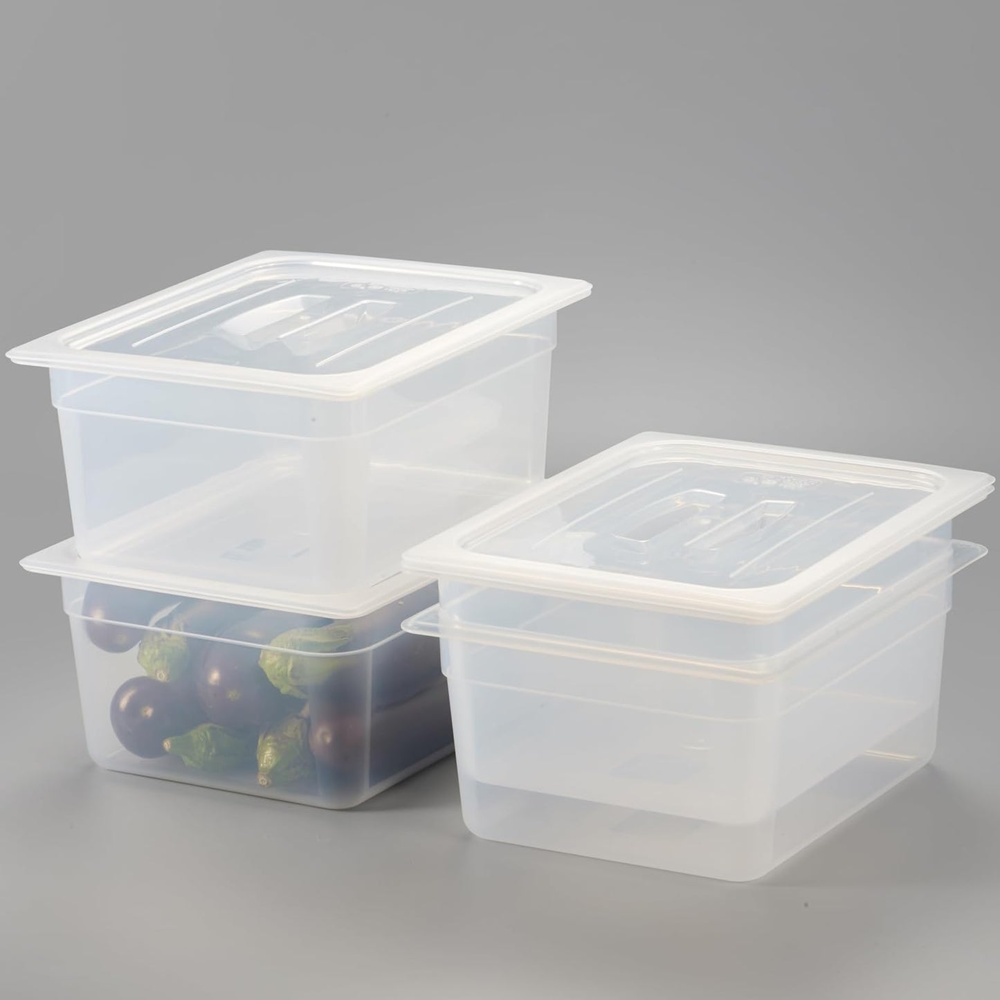 Pack 4 Bandejas Alimentos 3pulg Translúcidas NSF Apilables