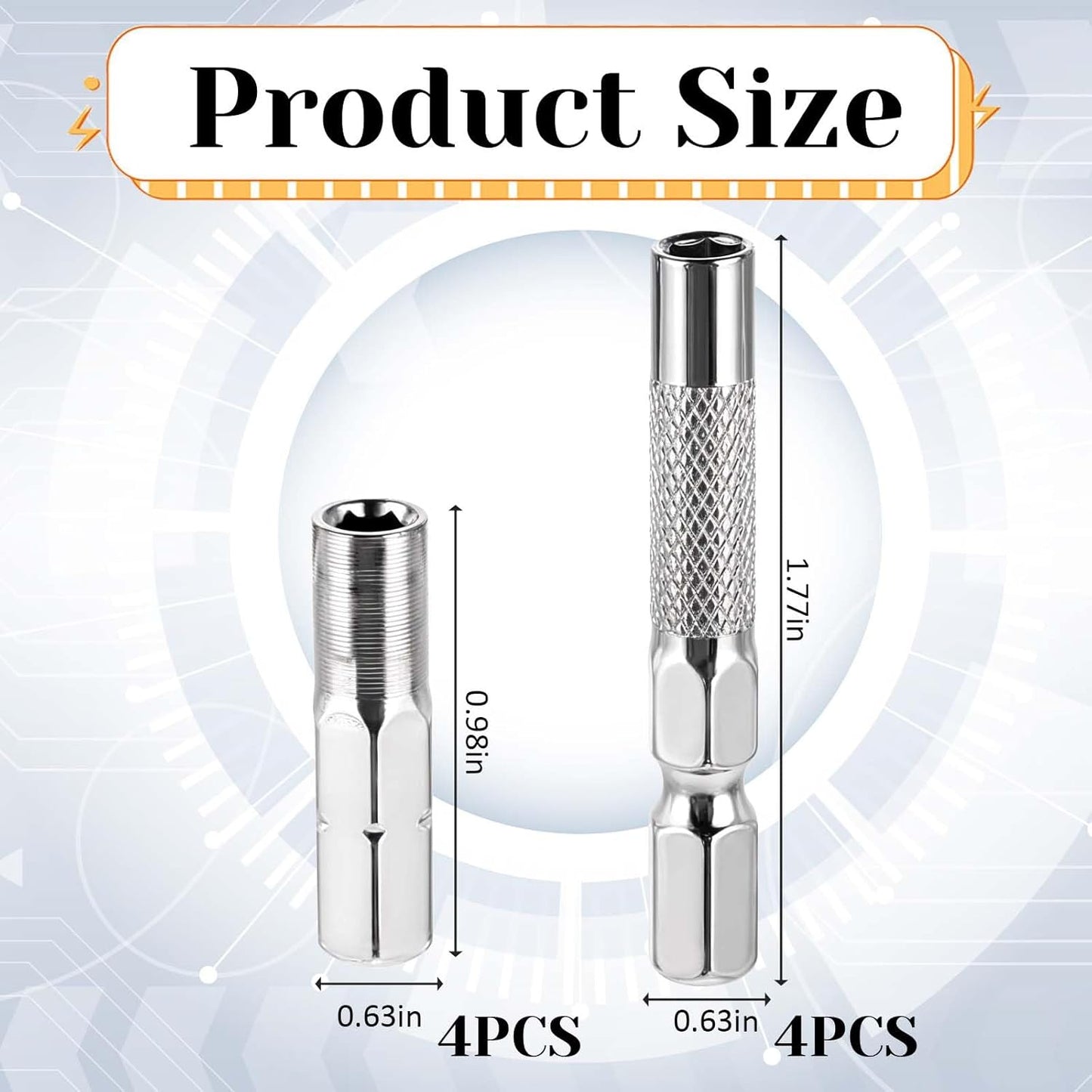 8 Adaptadores Broca 1/4 a 0.157pulg Magnéticos Soporte Extensión