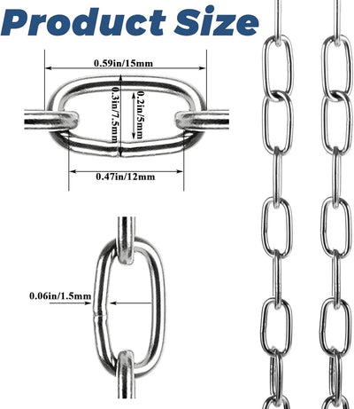 Cadena acero inox 304 50pulg 1/16 pulg para gato perro luces