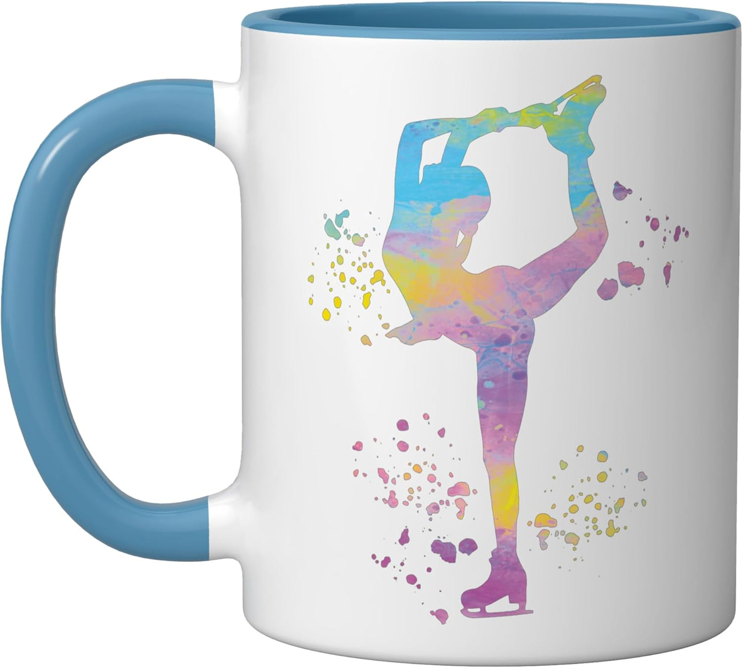 Taza cerámica para patinaje artístico colorida niña azul/blanco
