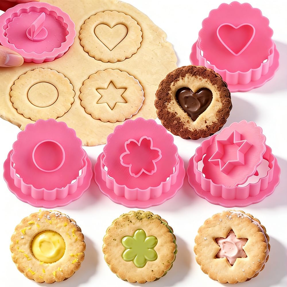 Set 4 cortadores galletas 3D redondos ondulados
