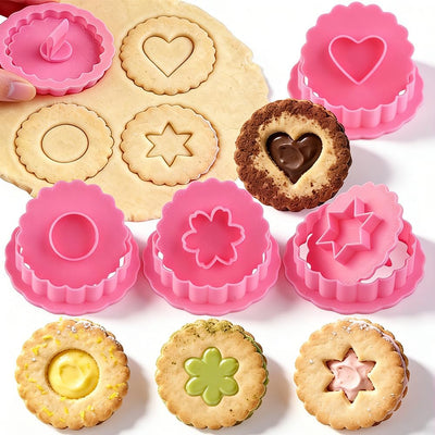 Set 4 cortadores galletas 3D redondos ondulados