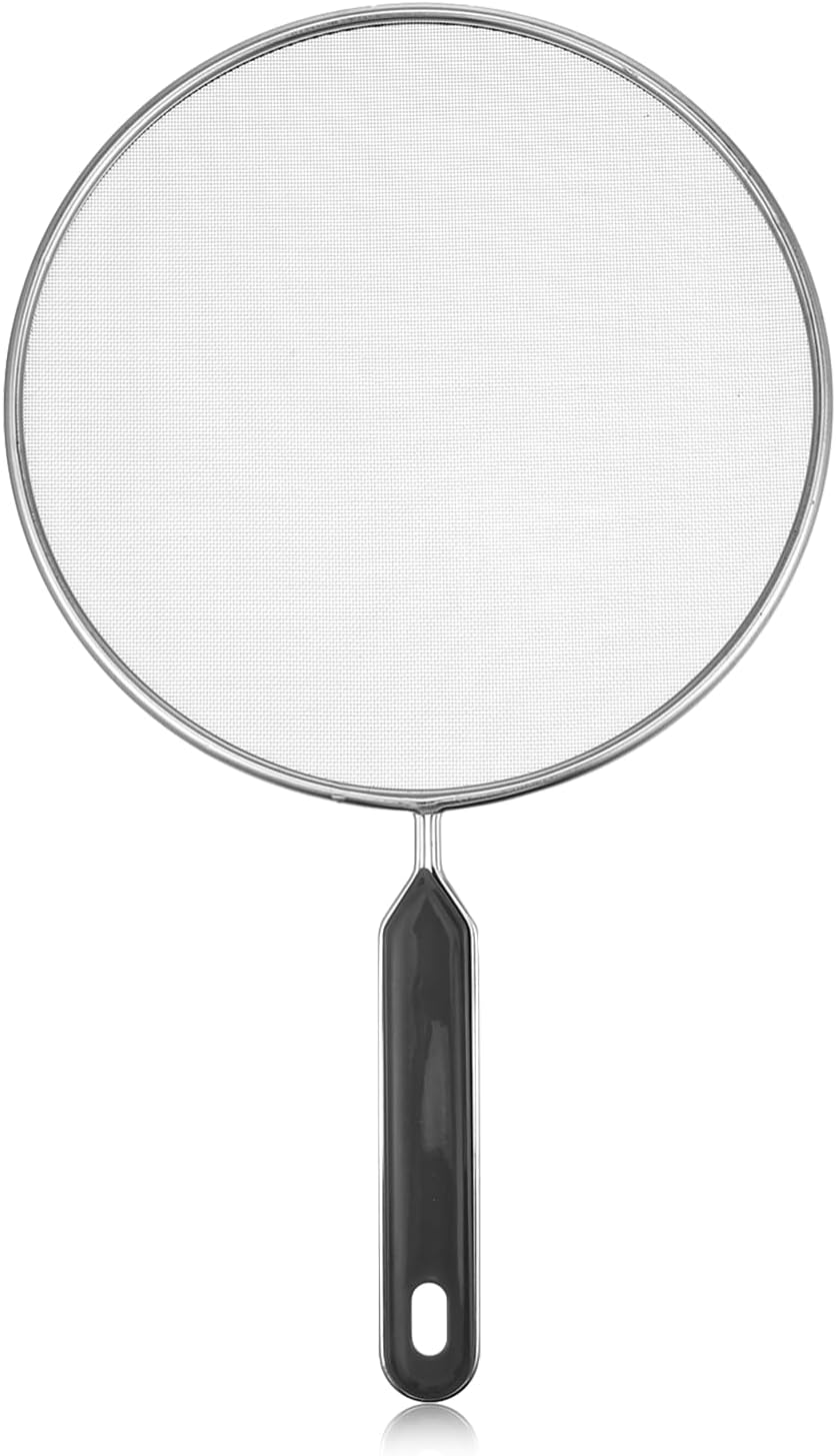 Pantalla contra salpicaduras de acero inoxidable 8" con mango