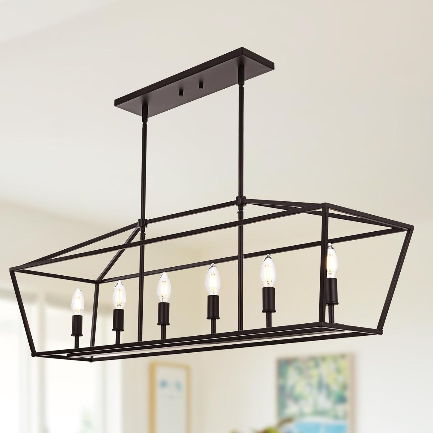 Lámpara colgante isla cocina 6 luces bronce aceitado E12