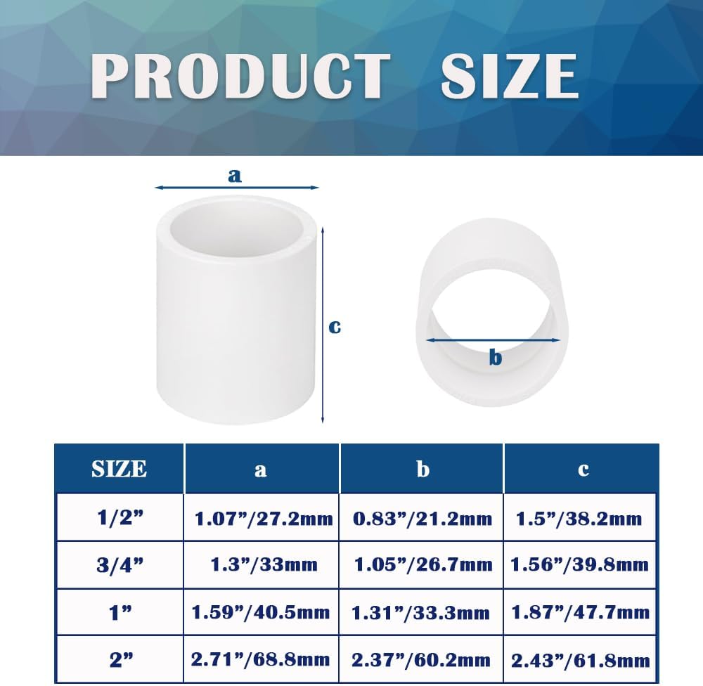 9 Pzas Adaptador PVC 1pulg Socket x Socket Riego Goteo
