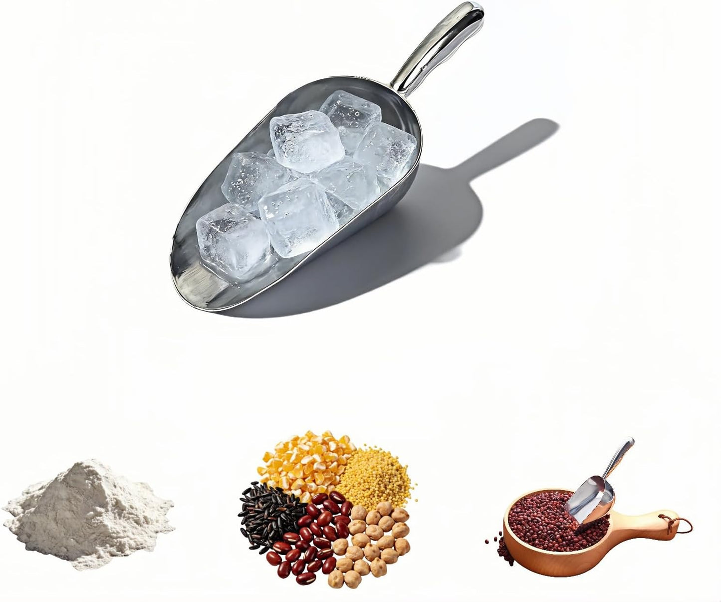 Cuchara hielo aluminio fundido ergonómica S grado alimenticio