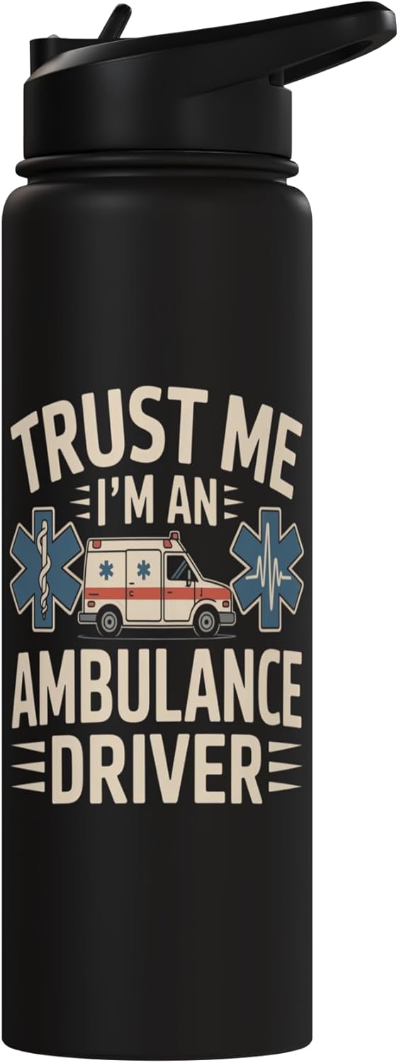 Botella de agua acero inoxidable aislada humor ambulancia