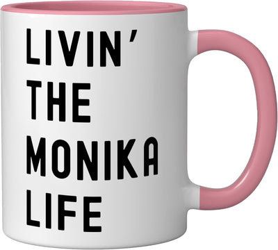 Taza de cerámica Monika Living color rosa y blanco