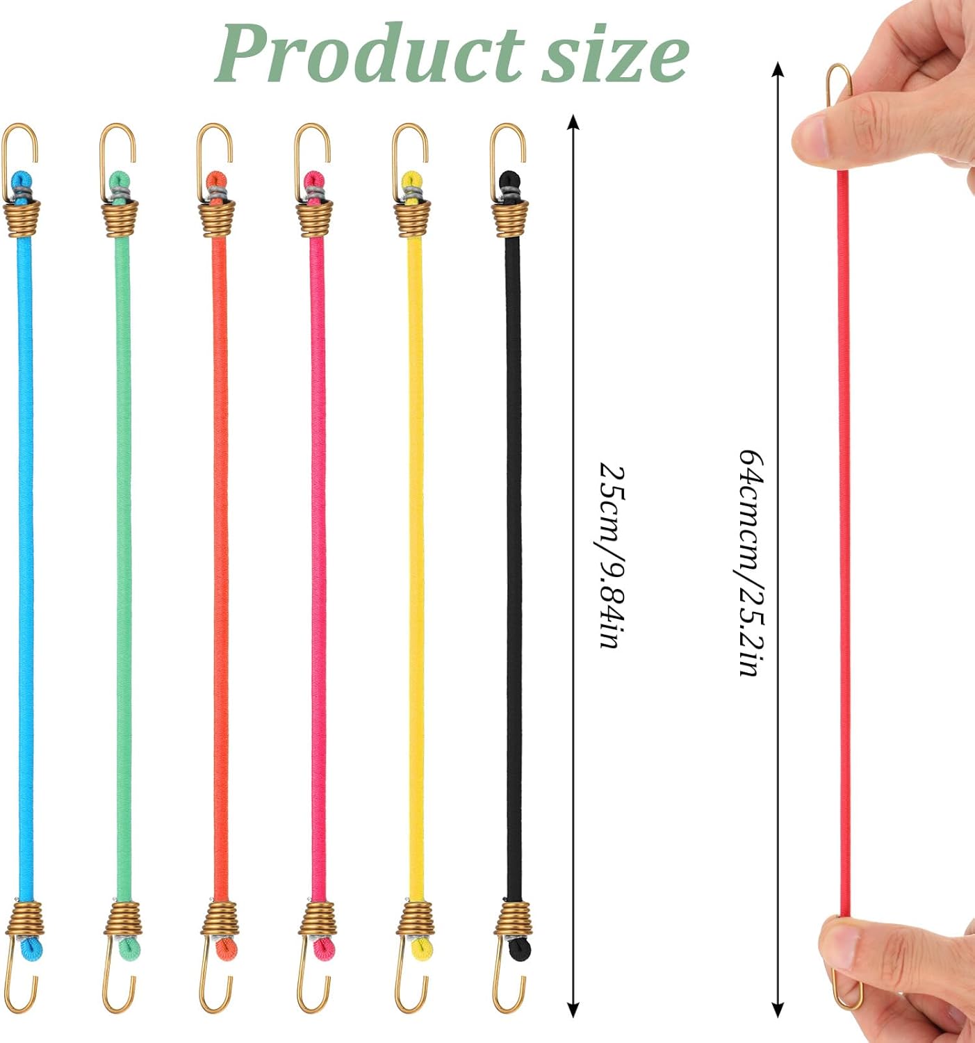 Pack 18 cuerdas elásticas con ganchos 10pulg para equipaje