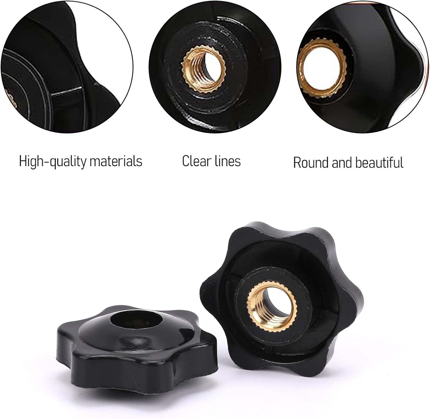 Tuerca hexagonal 1/4-20 con tornillo pasante negra set 20