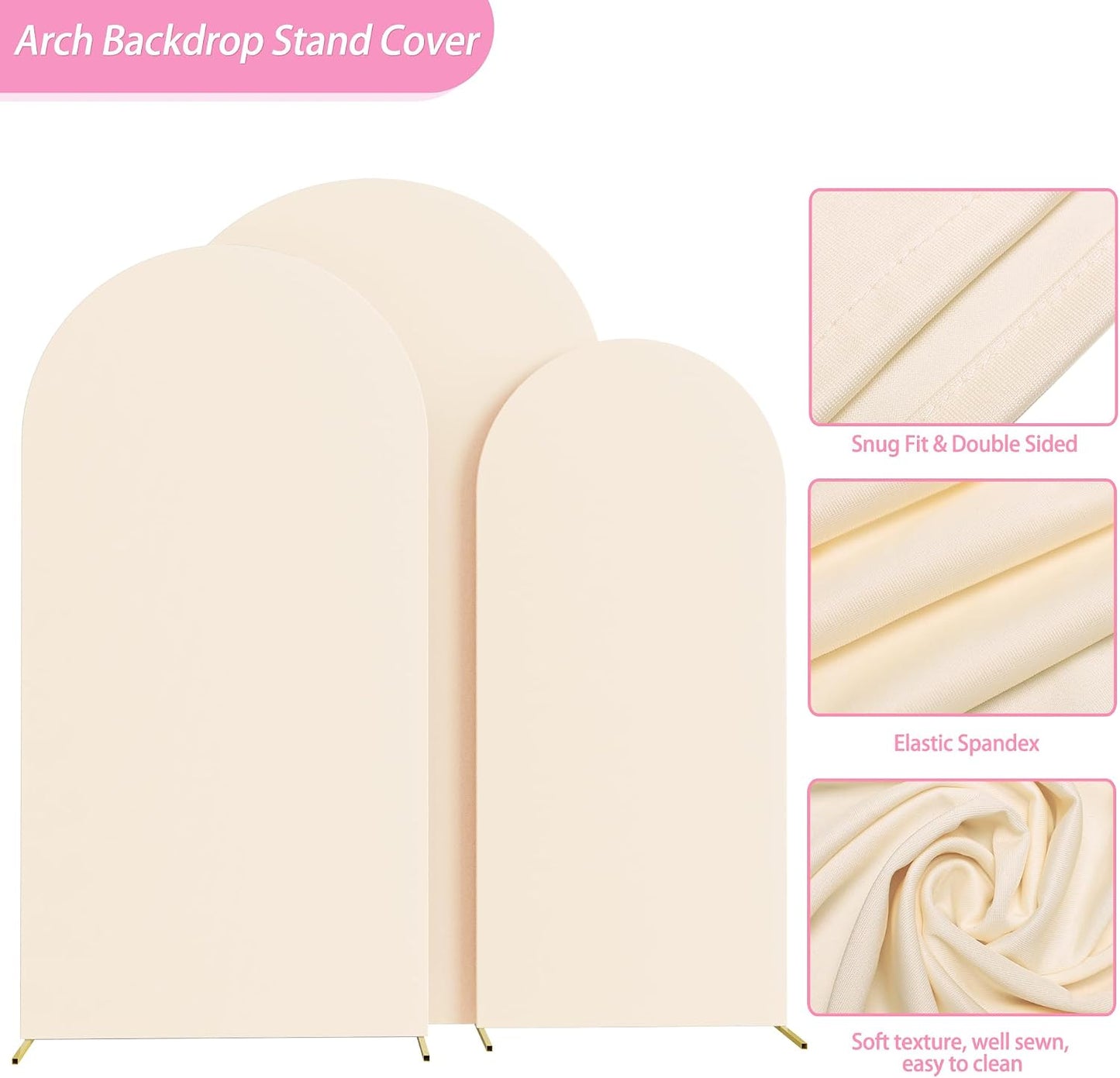3 Soportes Arco Metal Fundas Beige 7.2x6.6x6ft Fiesta Cumpleaños