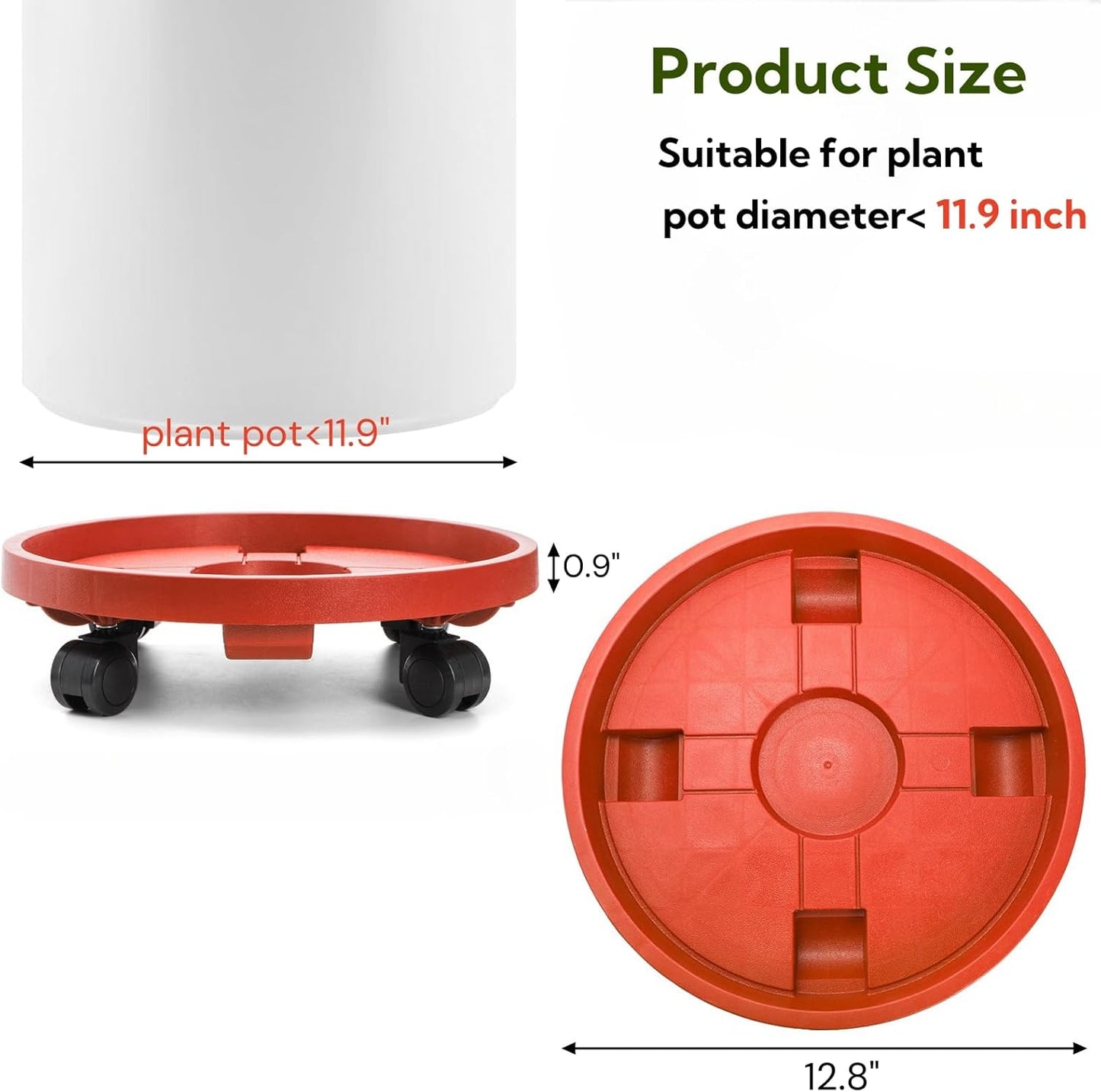 2 Organiz. plantas con ruedas 12pulg uso interior exterior