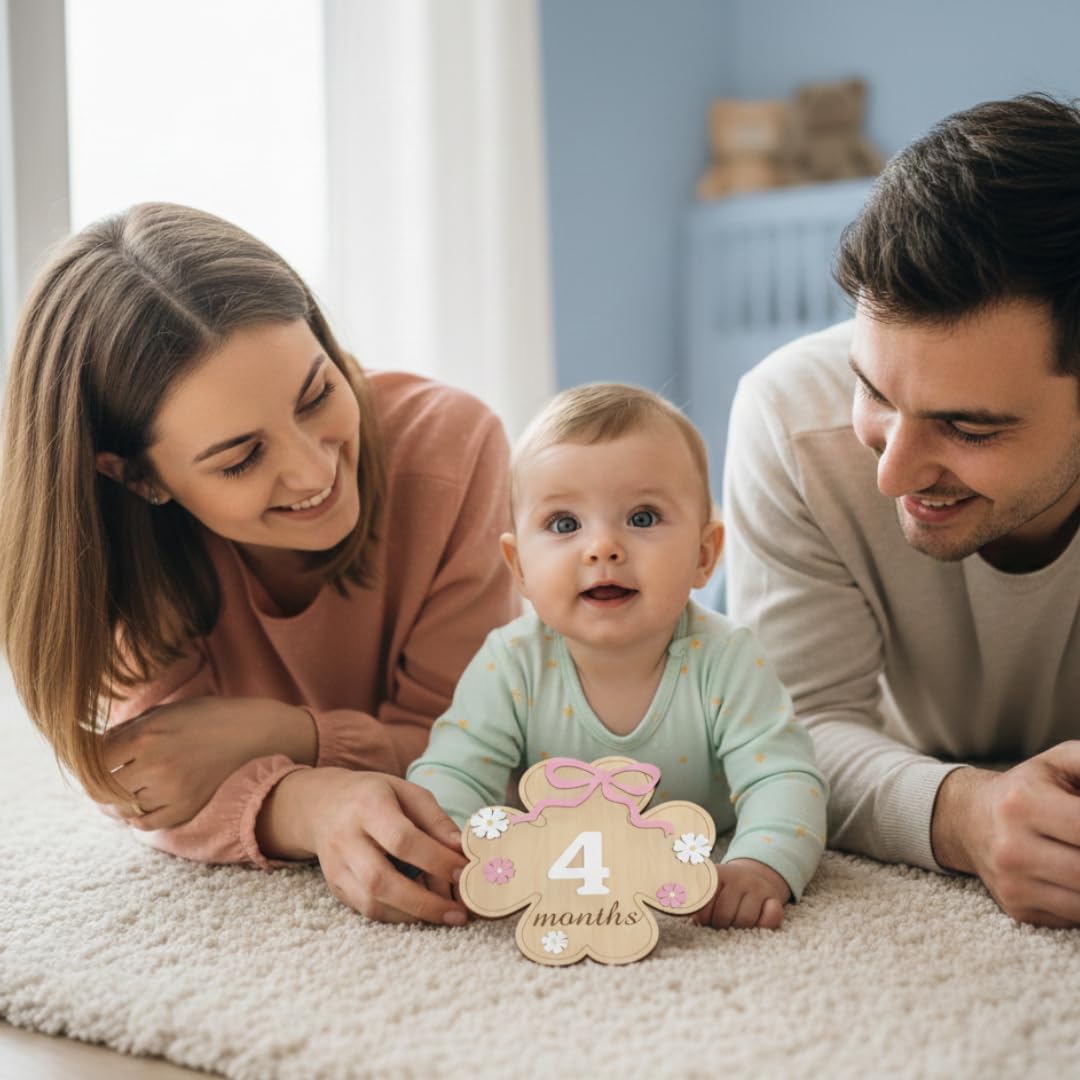 Letreros madera hitos bebé 1-12 meses con números