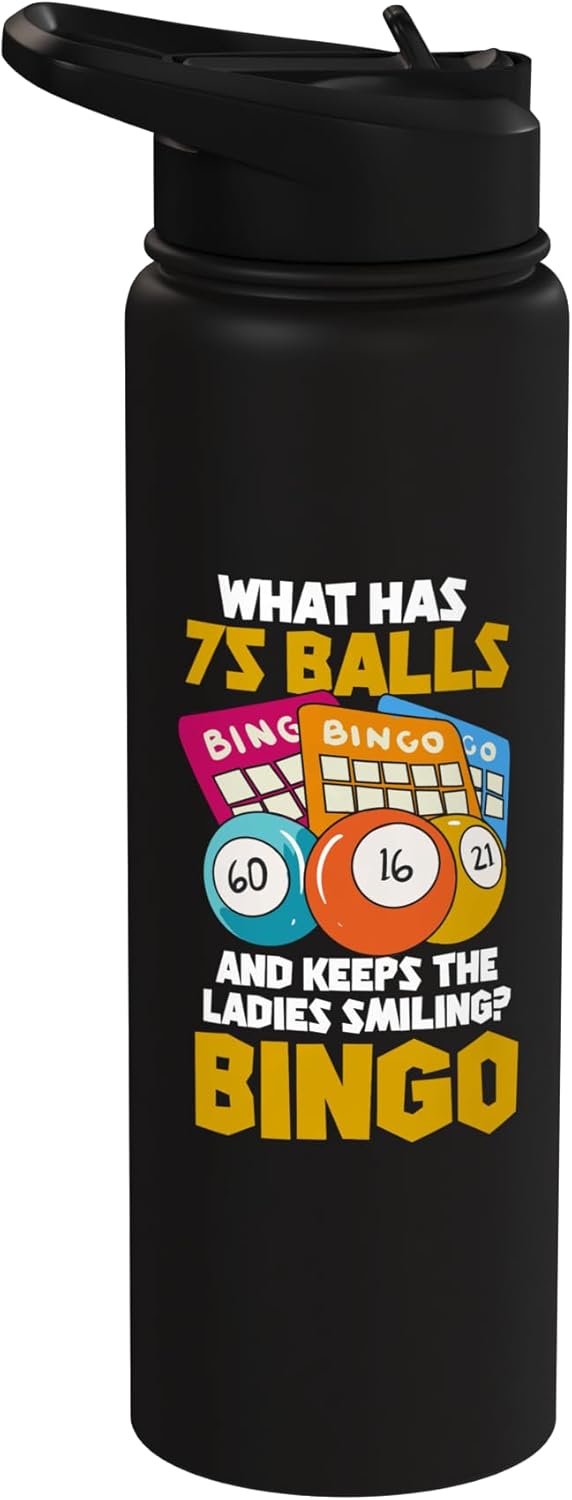 Botella de agua acero inoxidable aislada para juego de bingo con 75 bolas