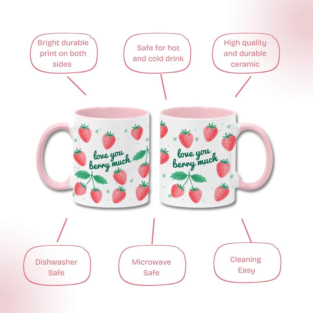 Taza de café de fresa 11 oz, regalo para mamá, abuela y hermana amante de las fresas