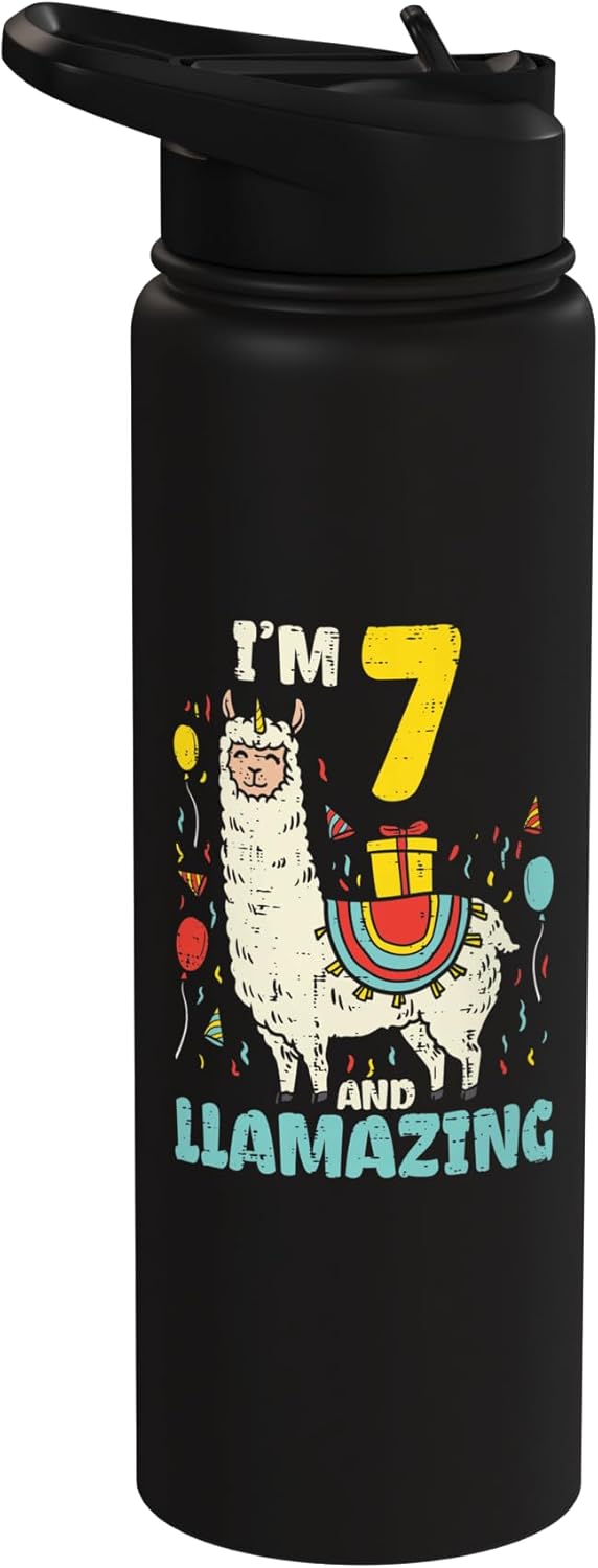 Botella de agua acero inoxidable aislada Llama para cumpleaños