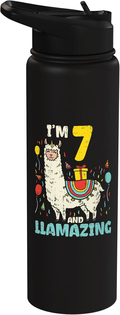 Botella de agua acero inoxidable aislada Llama para cumpleaños